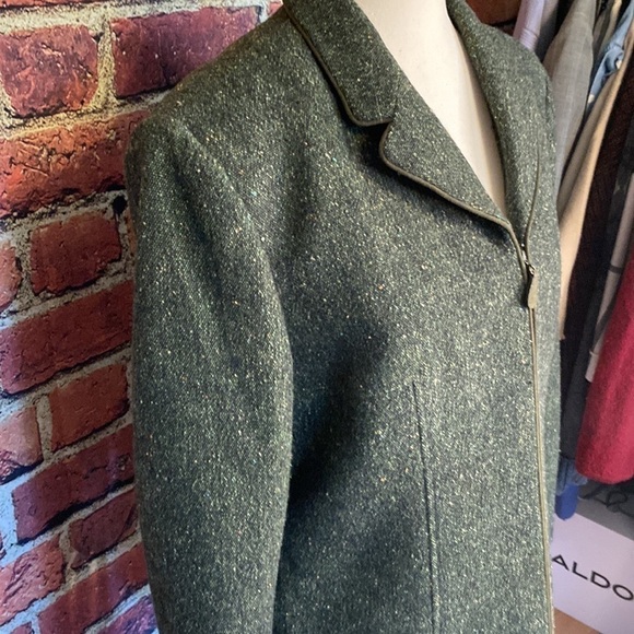 Kasper & Company Green Tweed Wool Blend Zip Up Fall Jacket Size 12 - Picture 10 of 15